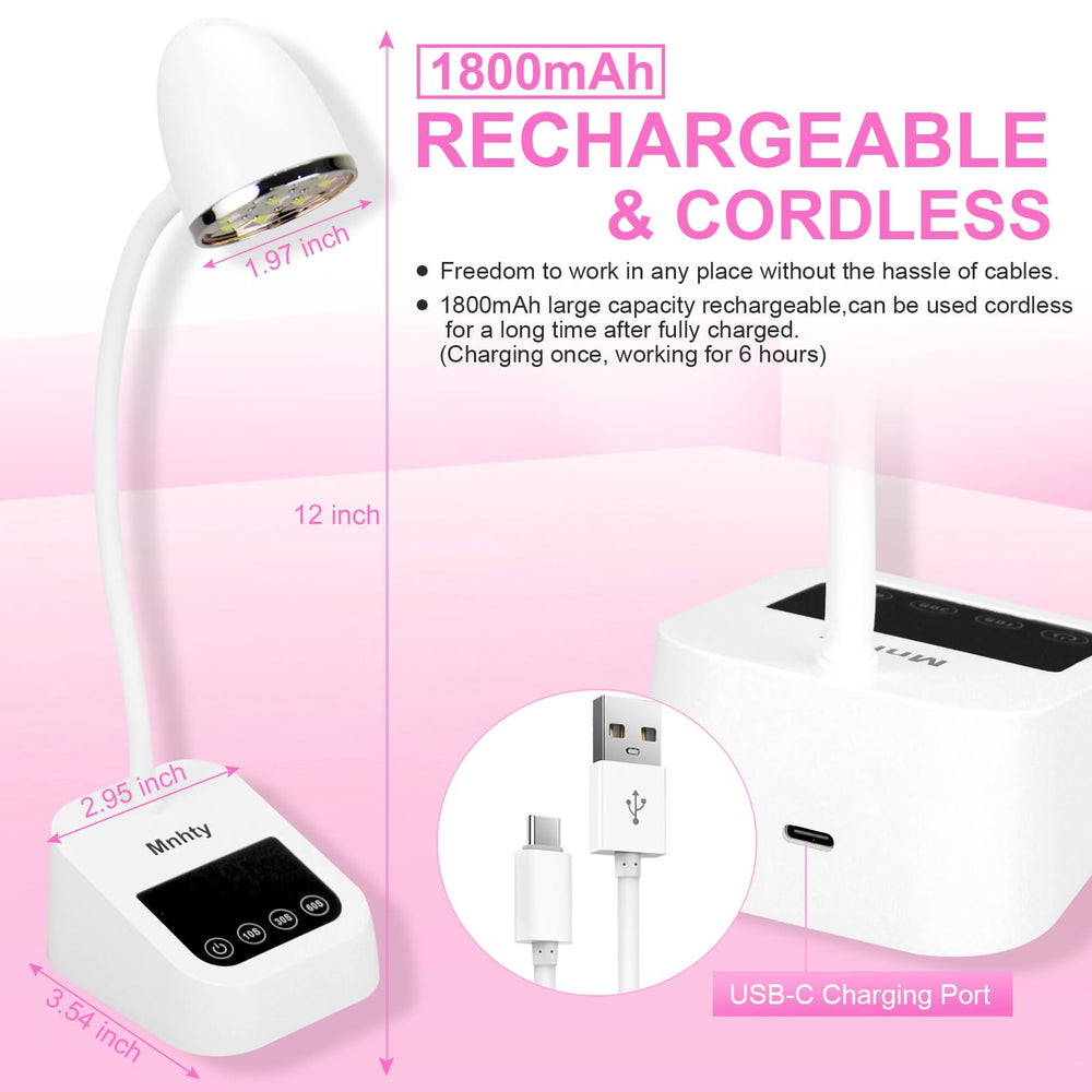 Mnhty UV LED lamp includes USB-C cable for convenient charging