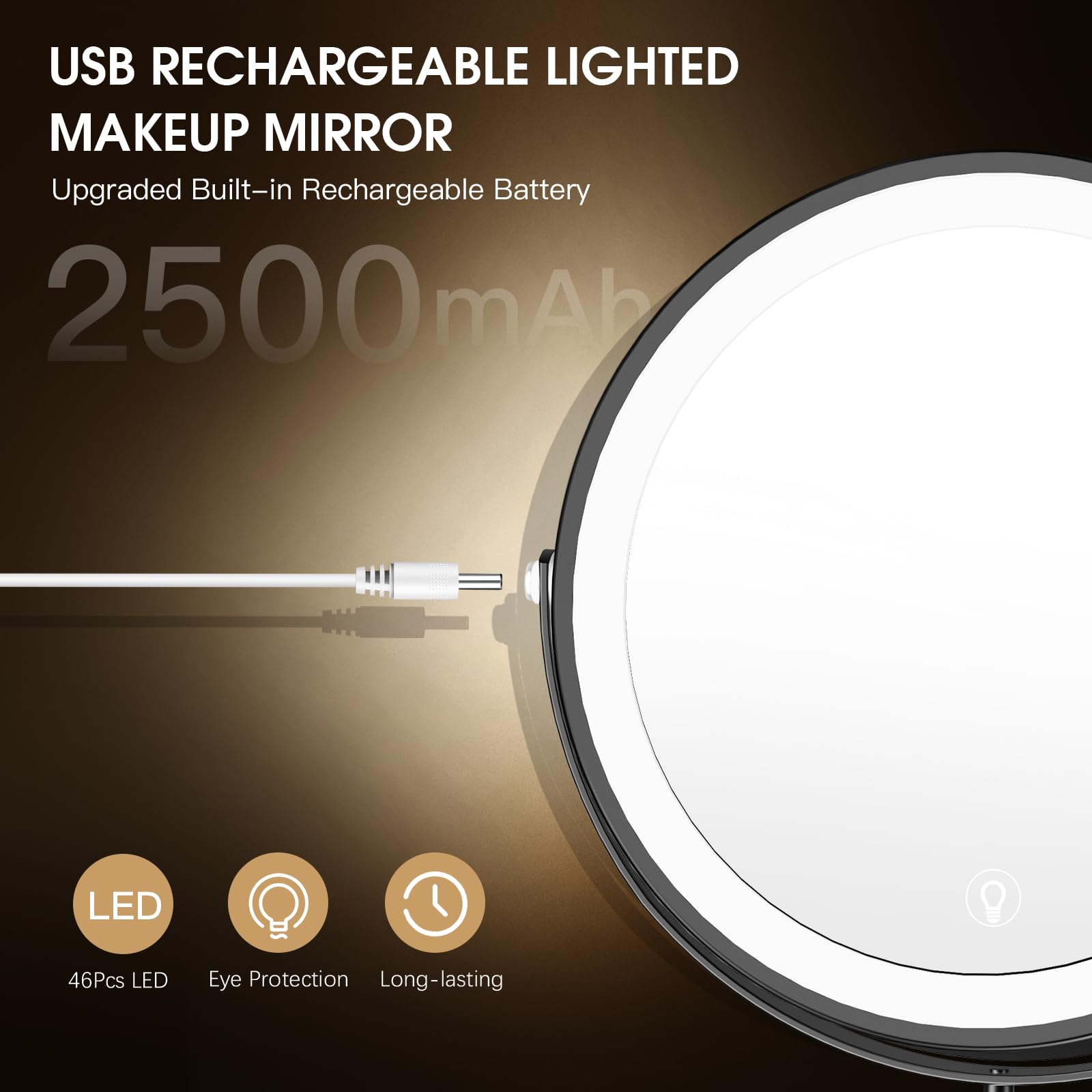 MNIENT built-in 2500mAh rechargeable battery with USB cable for on-the-go use
