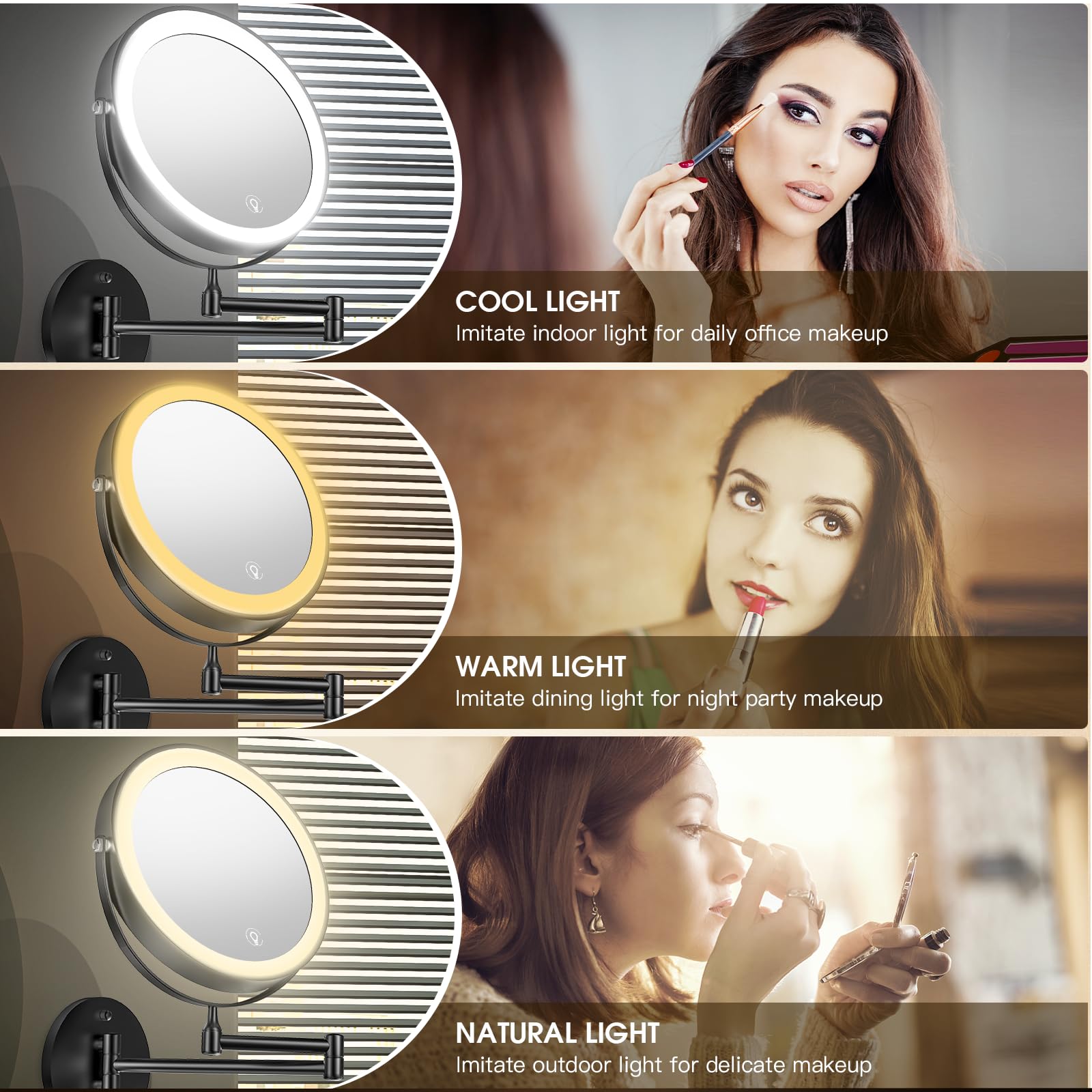 MNIENT mirror with 360-degree rotation for flexible angle adjustments in any room