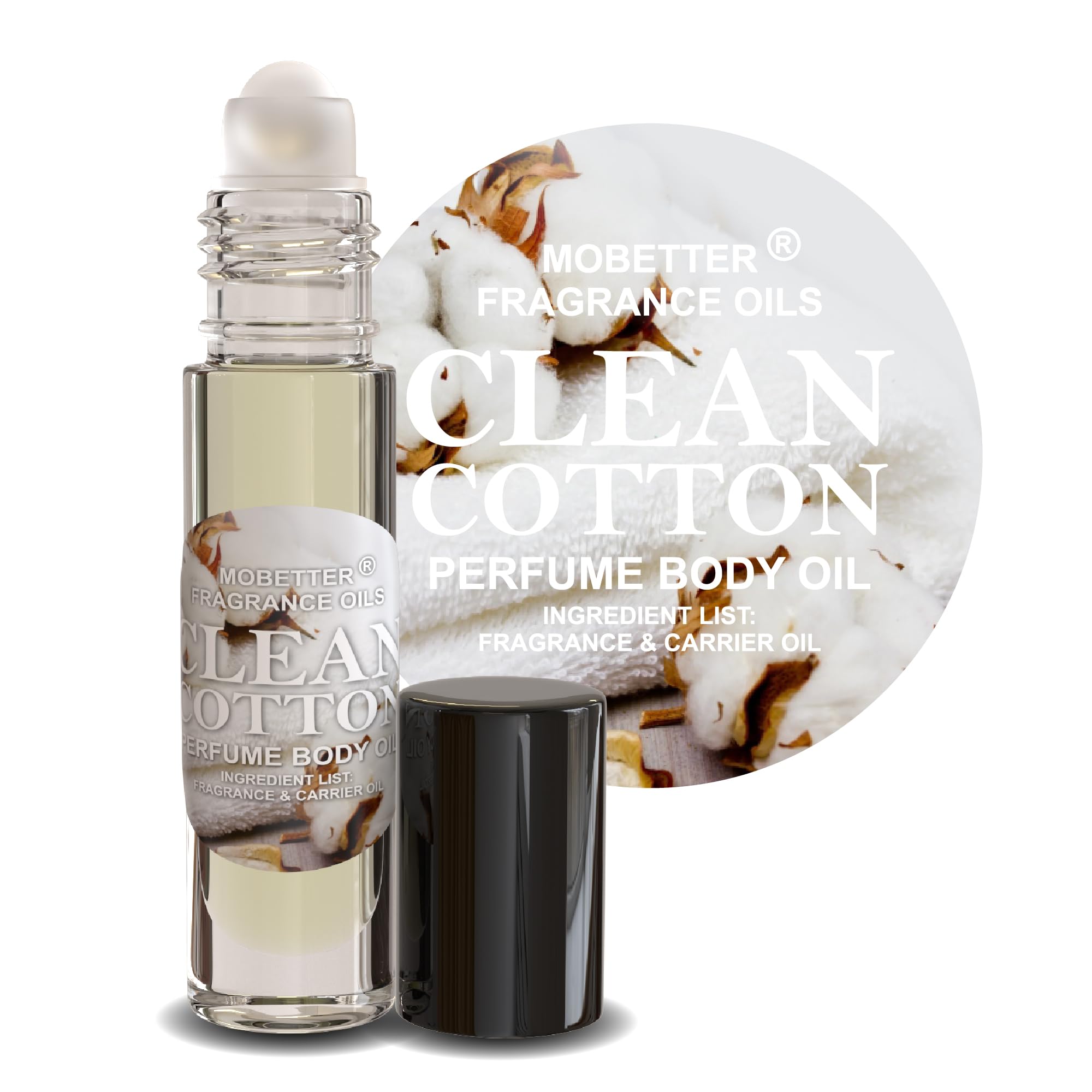 MOBETTER Clean Cotton roll-on for on-the-go fragrance and quick touch-ups.