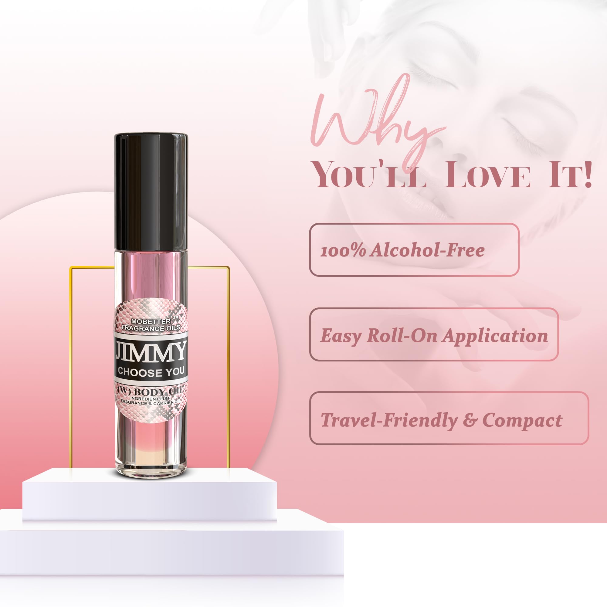 MOBETTER Fragrance Oils Jimmy Choose You Women roll-on application for easy, travel-friendly scent.