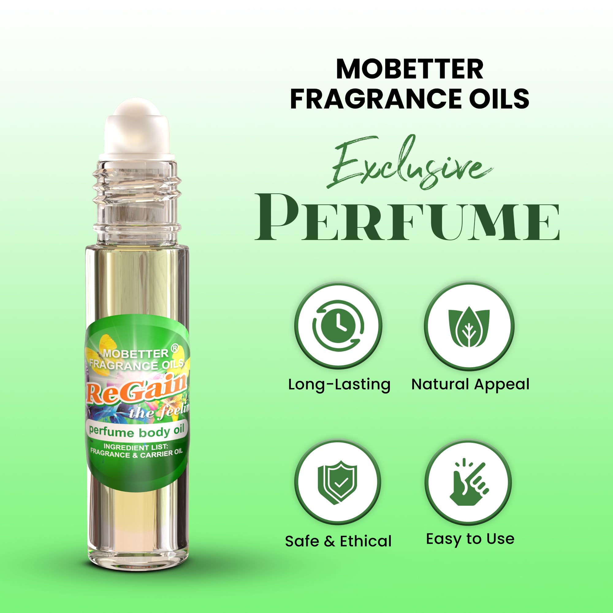 MOBETTER FRAGRANCE OILS ReGain The Feeling application on skin delivers subtle, lasting aroma.