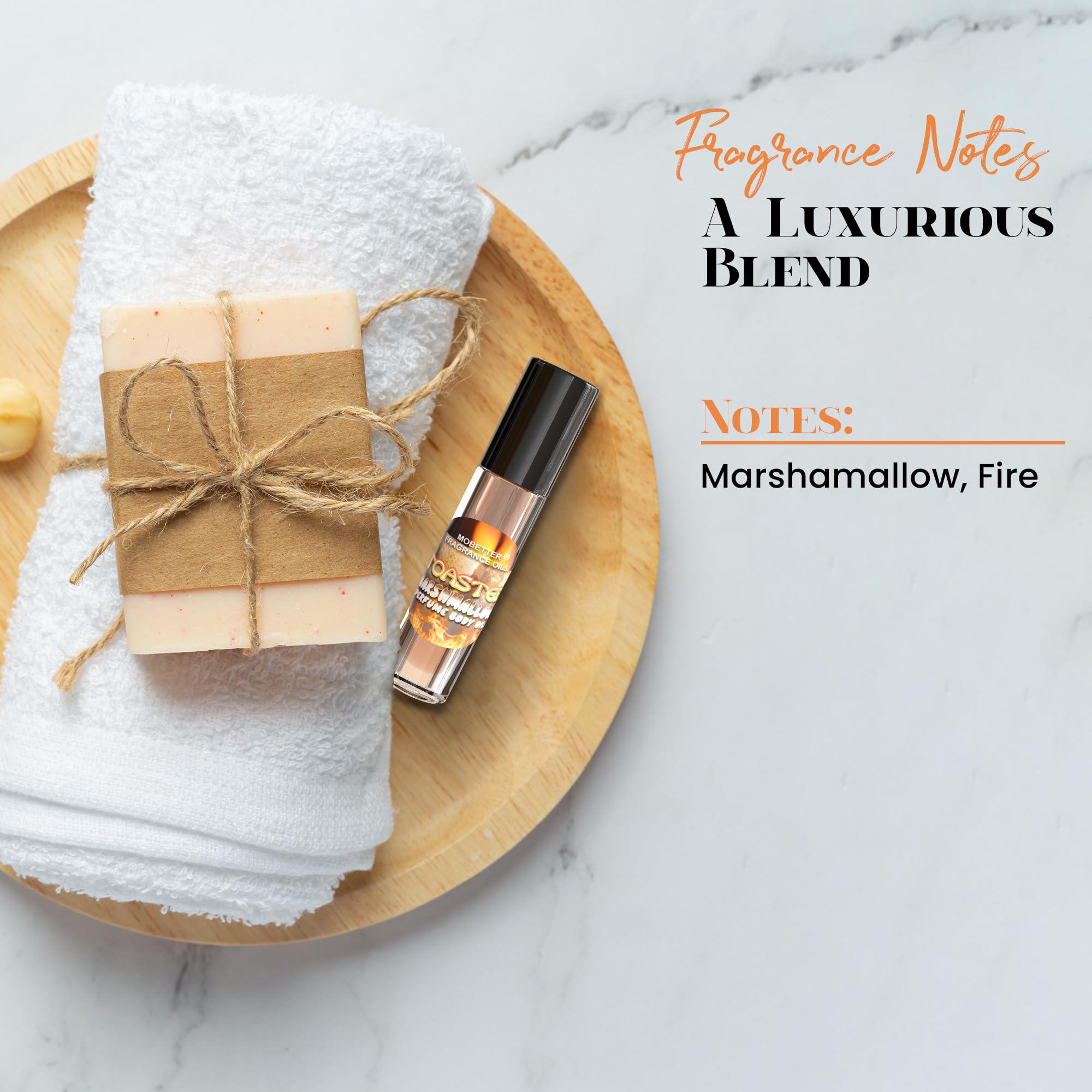 MOBETTER FRAGRANCE OILS Toasted Marshmallow on vanity to evoke cozy moments.