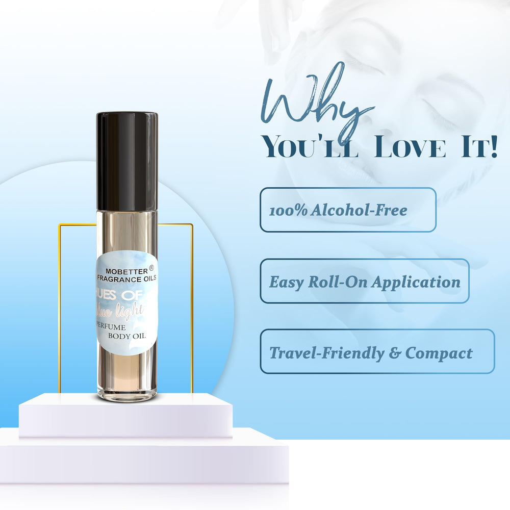 Mobetter Hues Blue Light roll-on in hand for convenient, on-the-go application.