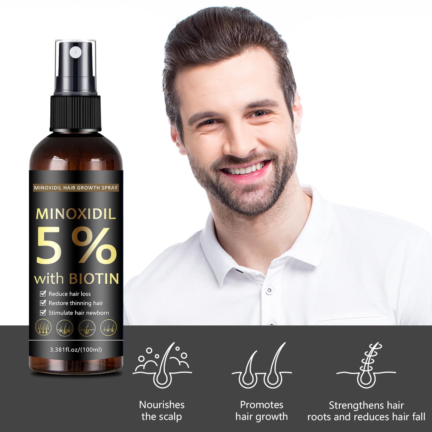 MOC LINK Minoxidil spray on scalp shows targeted application for thinning areas