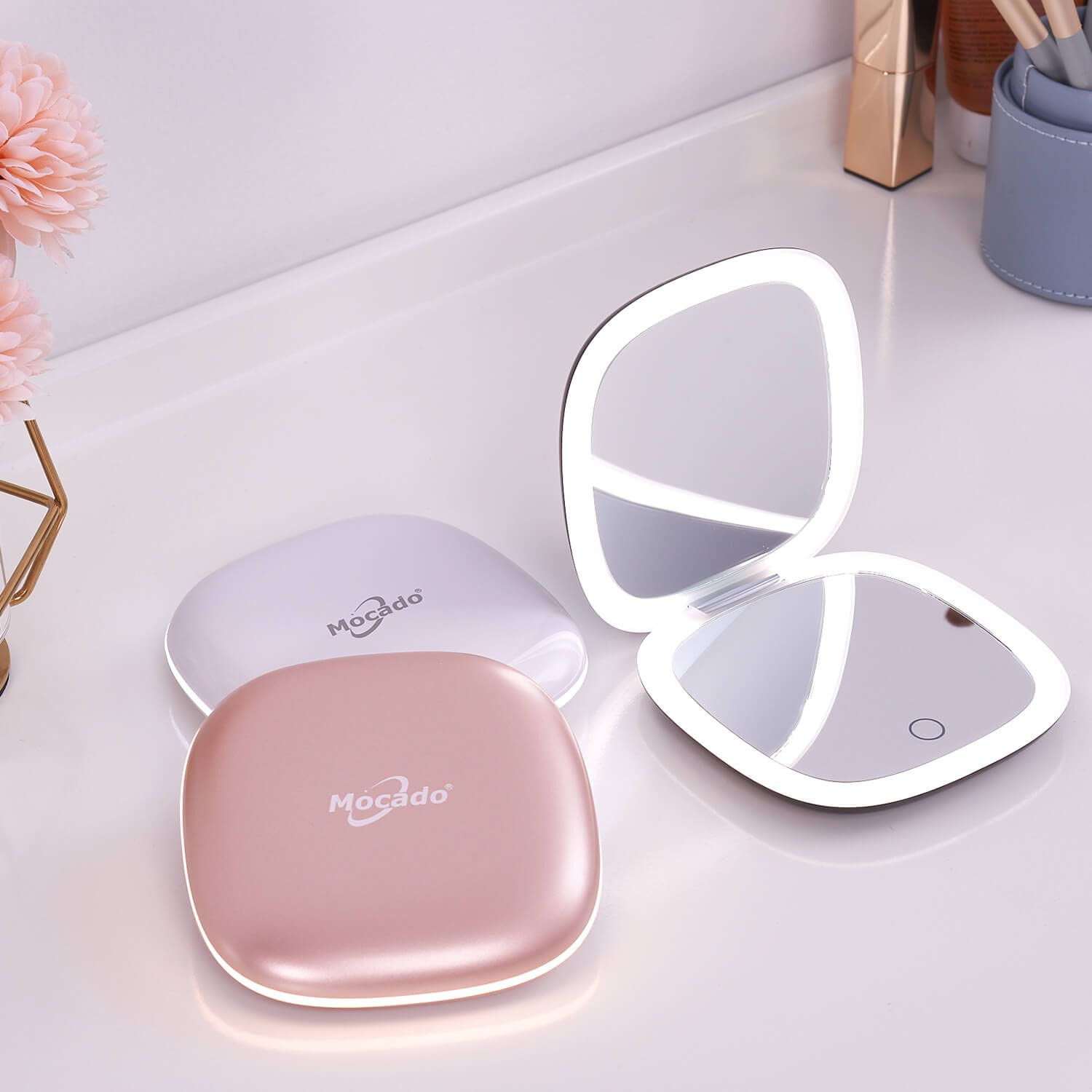 Mocado compact LED mirror 10X detail magnifier for precise makeup work