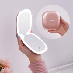 Mocado compact LED travel mirror 1X for overall makeup with daylight-like lighting