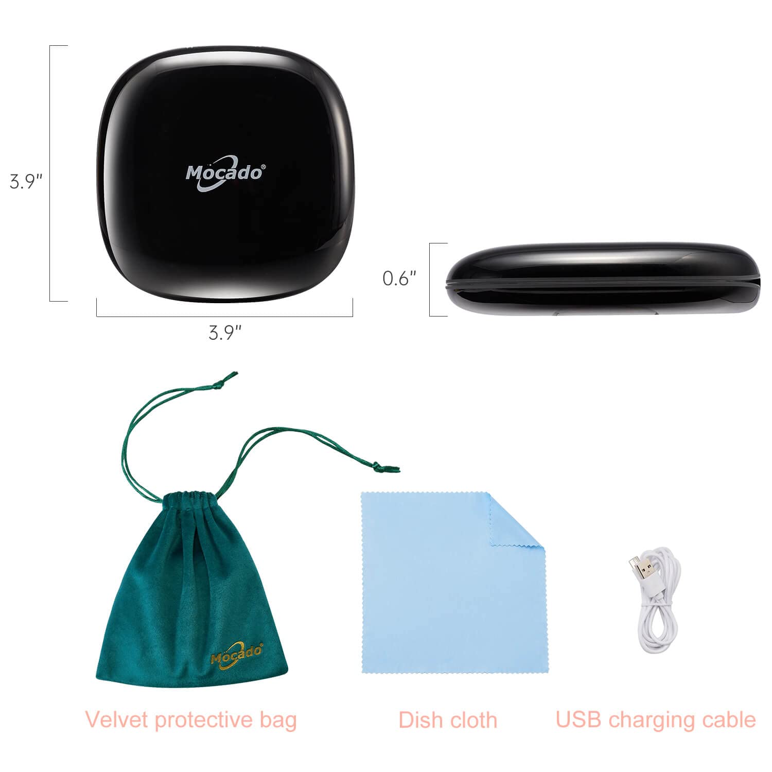 Mocado compact mirror fits in purse for quick travel touchups.