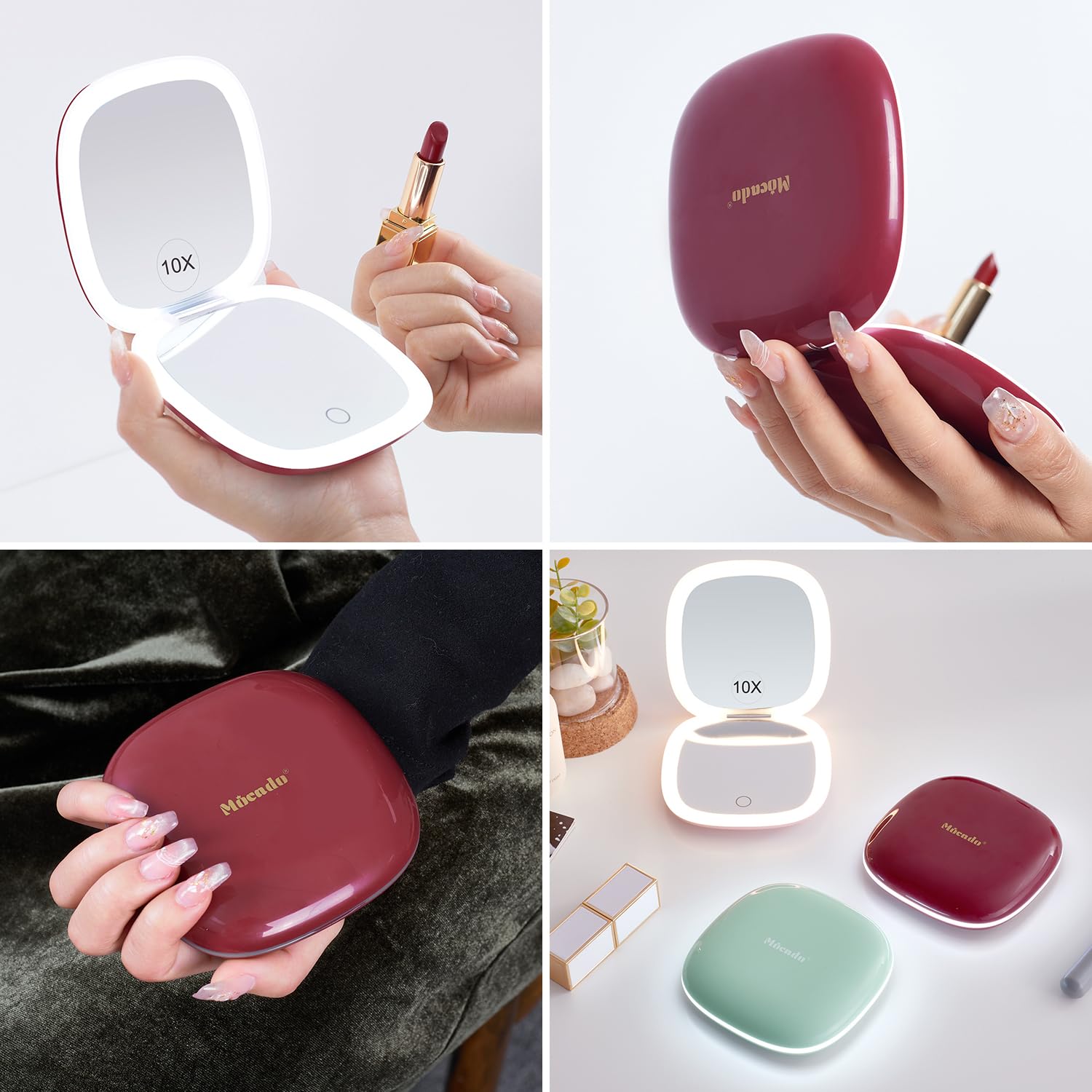 Mocado compact LED travel mirror 10x magnification for detailed grooming
