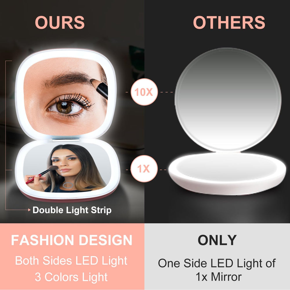 Mocado travel mirror with dimmable light in action