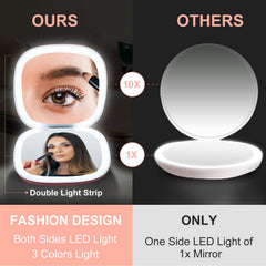 Mocado travel mirror with dimmable light in action
