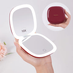 Mocado compact LED travel mirror front view with light for makeup