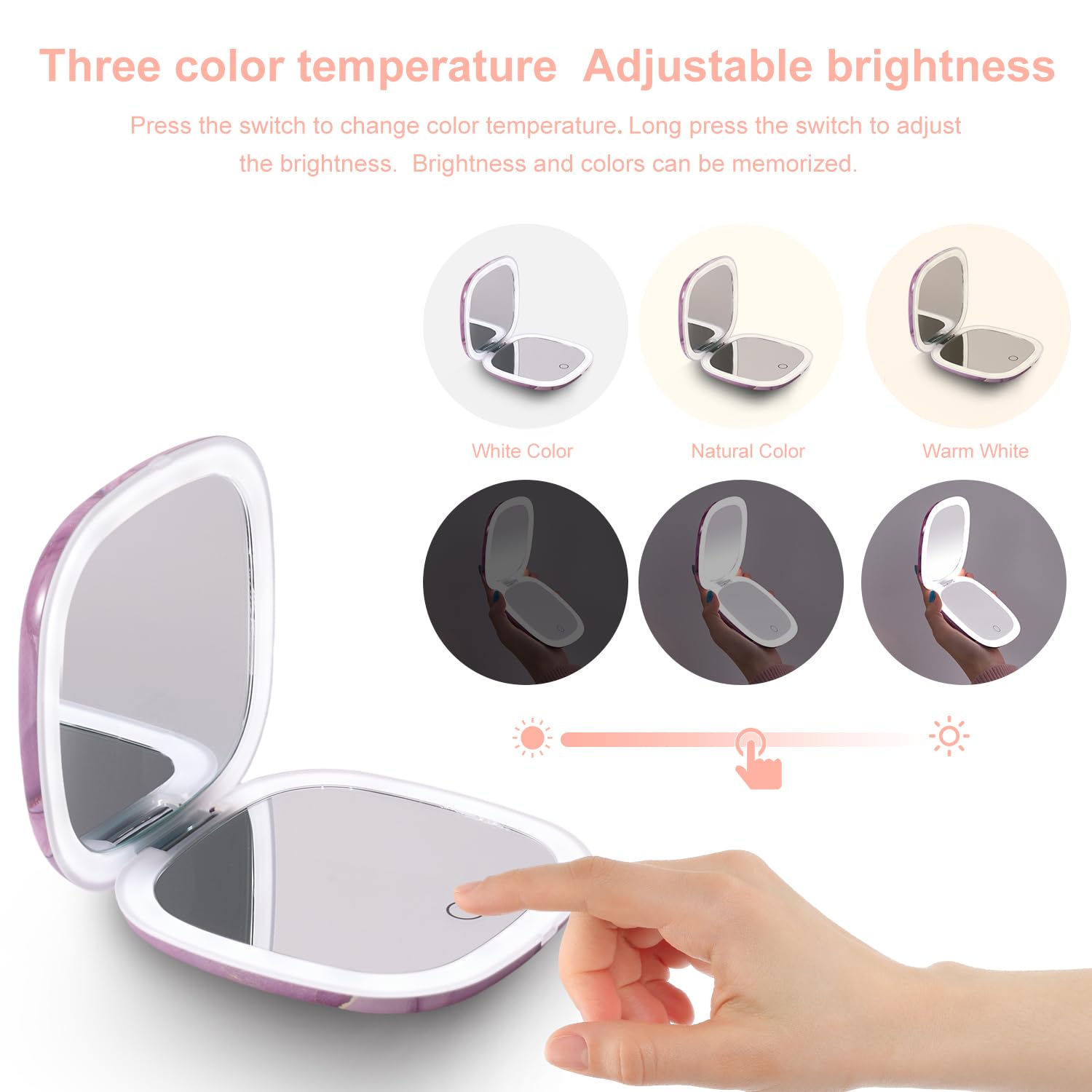 Mocado 4-inch compact mirror easily fits purse for daily touchups.
