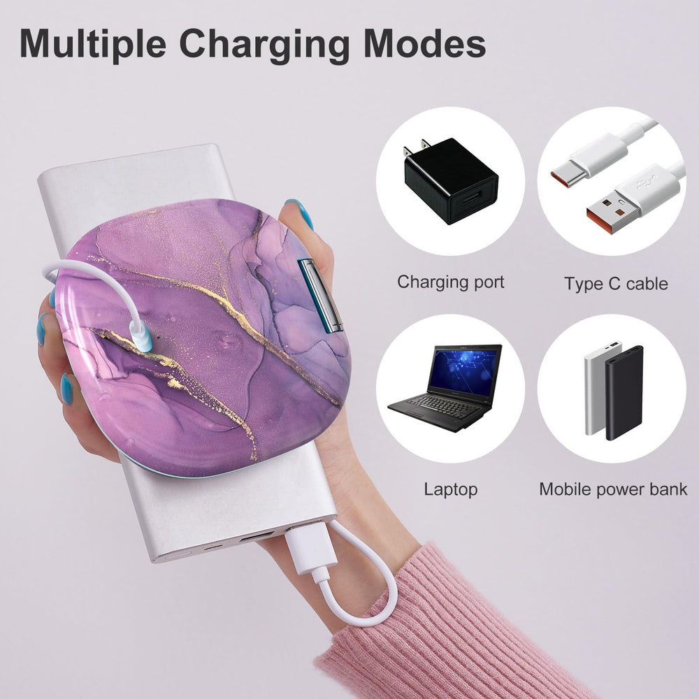 Mocado purple marble mirror includes a velvet storage bag for protection.