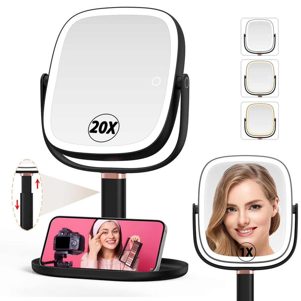 Mocado makeup mirror 1x-20x magnification for quick overview and precise detail work.