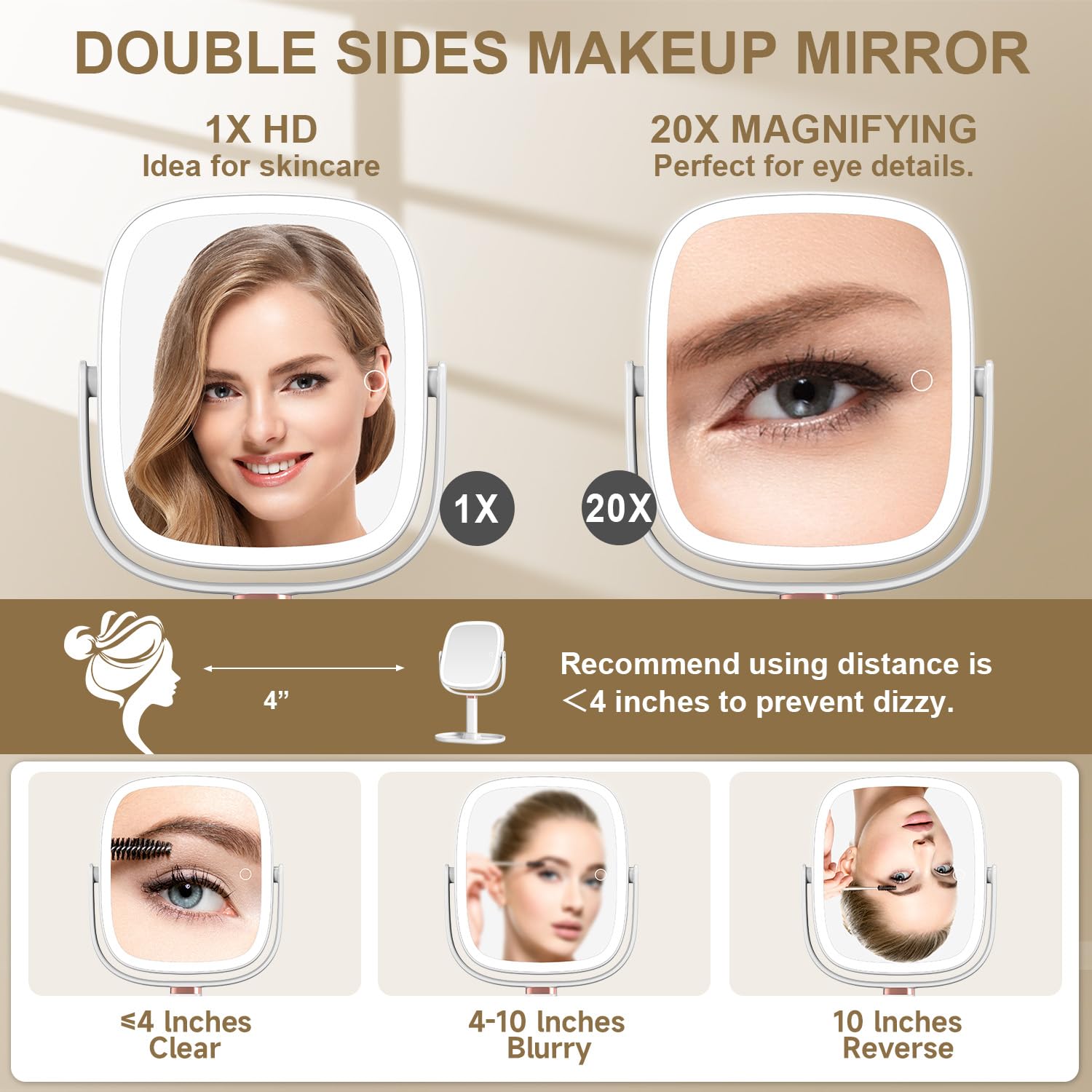 Mocado makeup mirror 360° rotation demonstrates versatile angles
