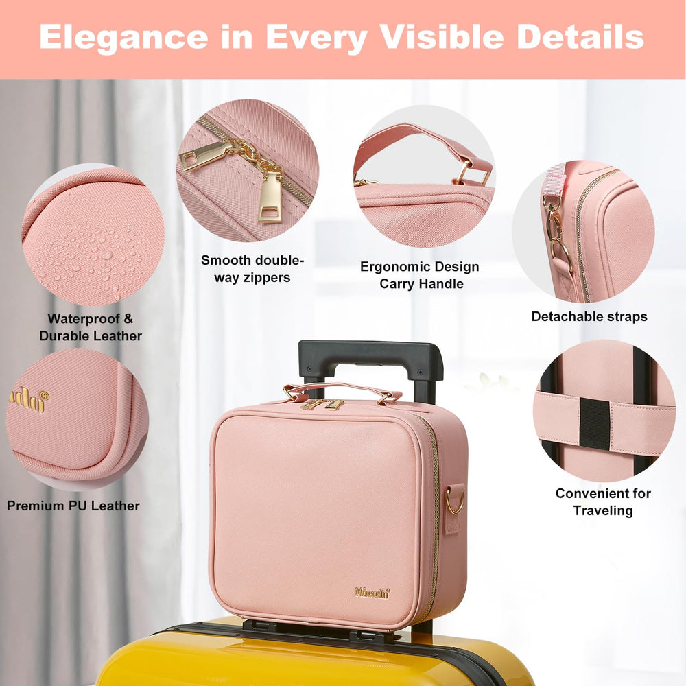 Mocado travel makeup bag showing three lighting settings for makeup tasks