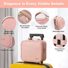 Mocado travel makeup bag showing three lighting settings for makeup tasks