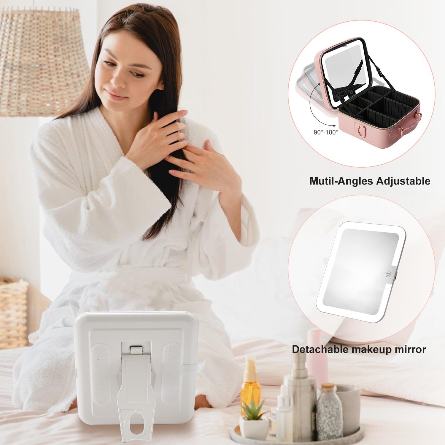 Mocado travel makeup bag with adjustable dividers for customizable storage