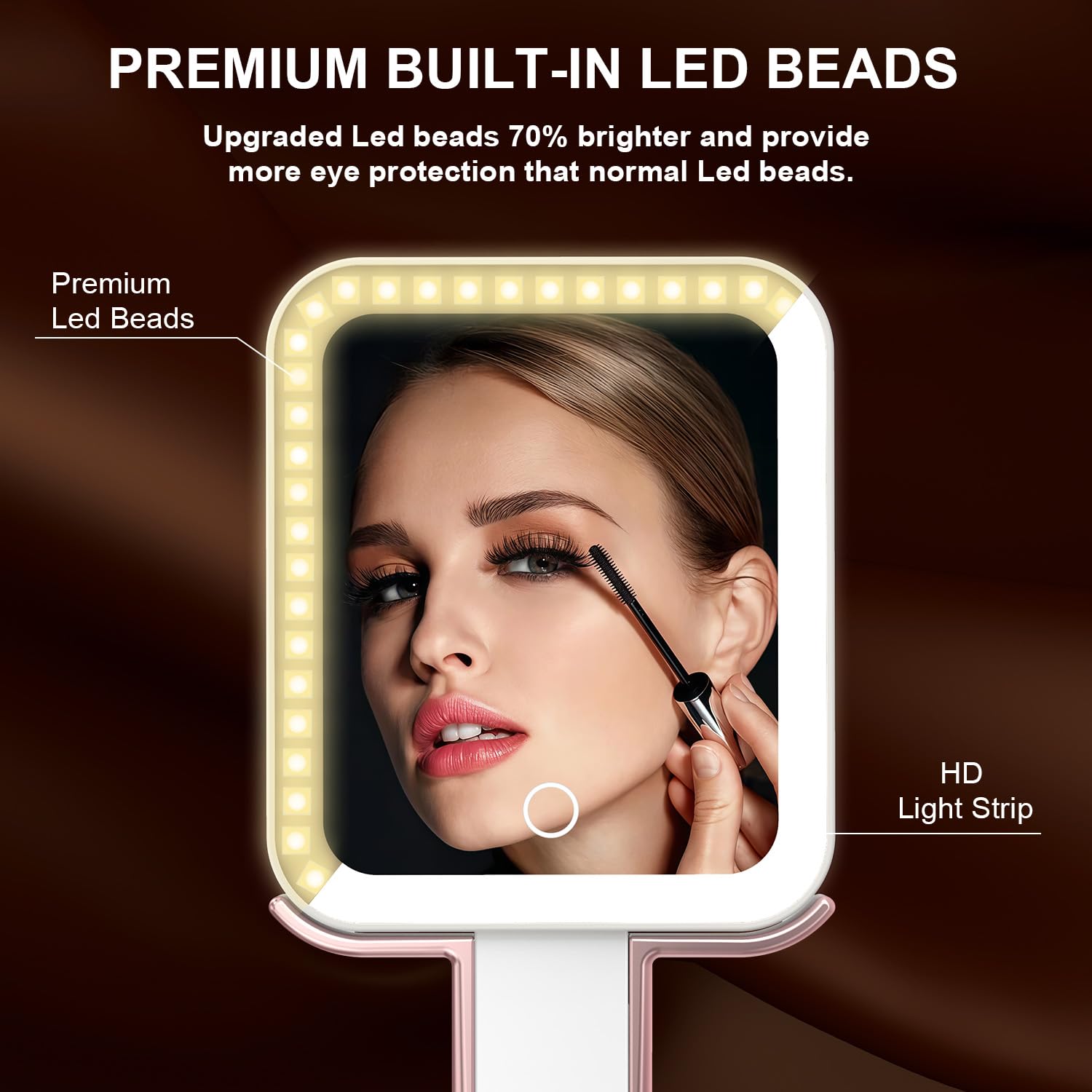 Mocado travel makeup mirror with 3 color modes for ambient lighting