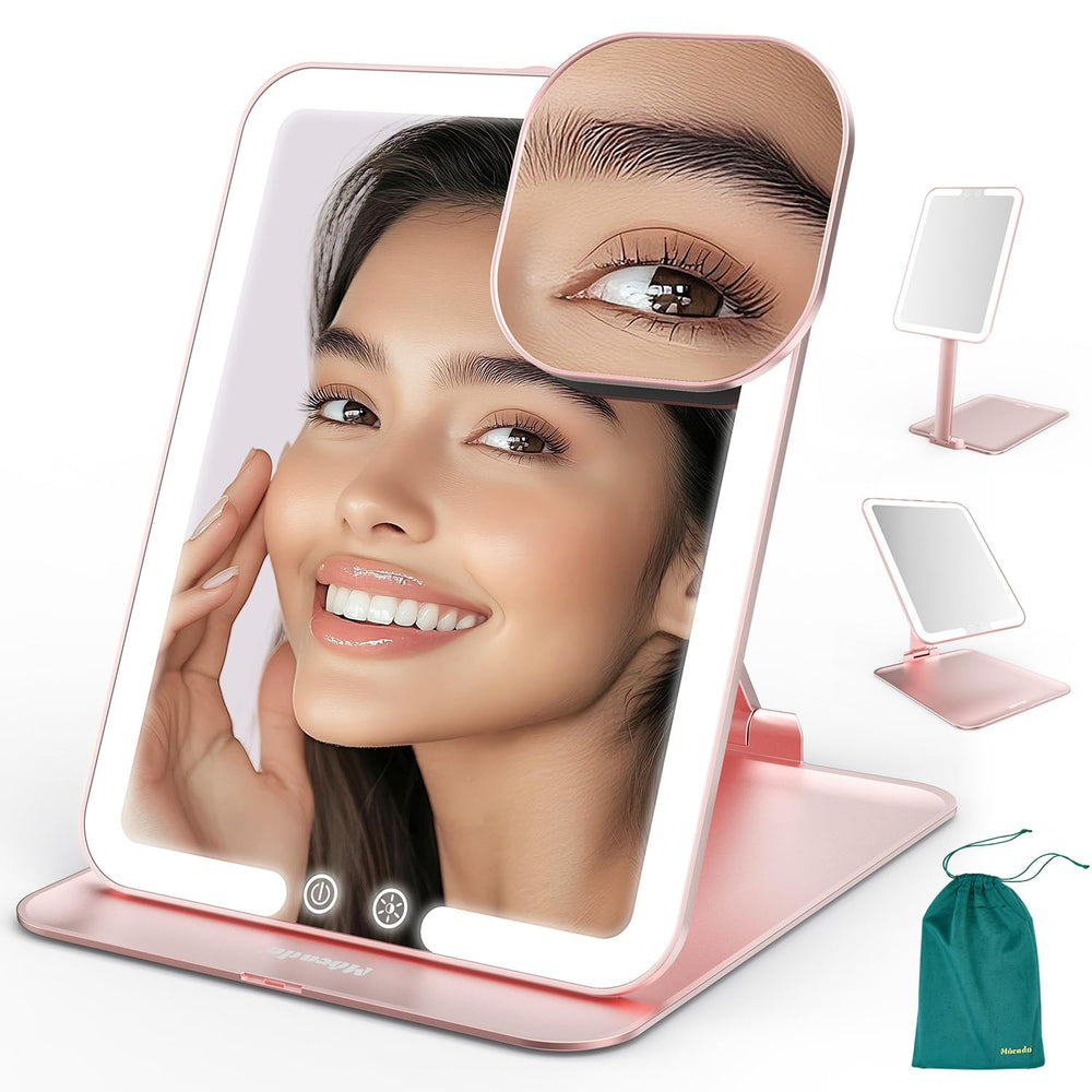 Mocado travel makeup mirror in rose gold with built-in light for precise makeup