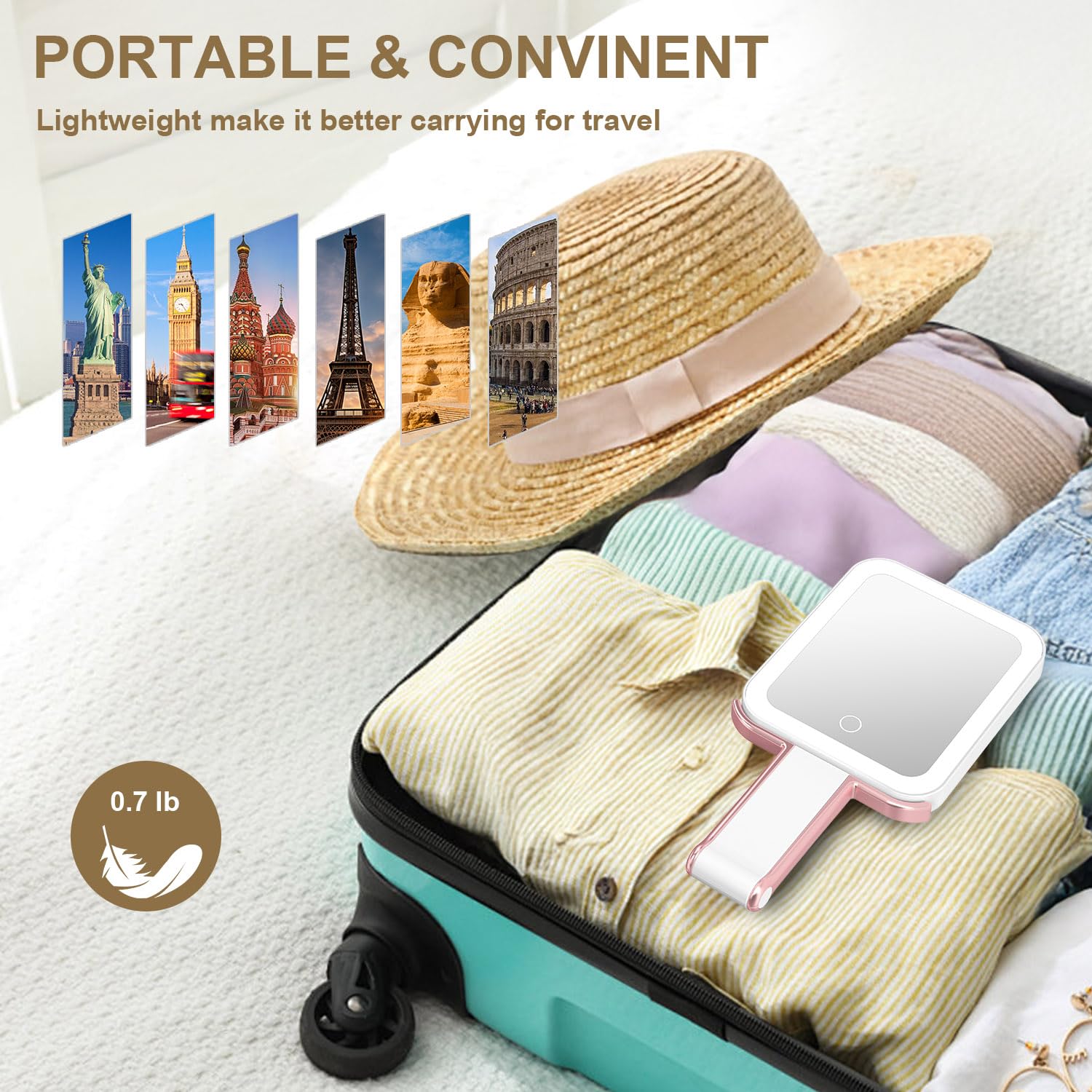 Mocado travel makeup mirror velvet storage bag protects during trips