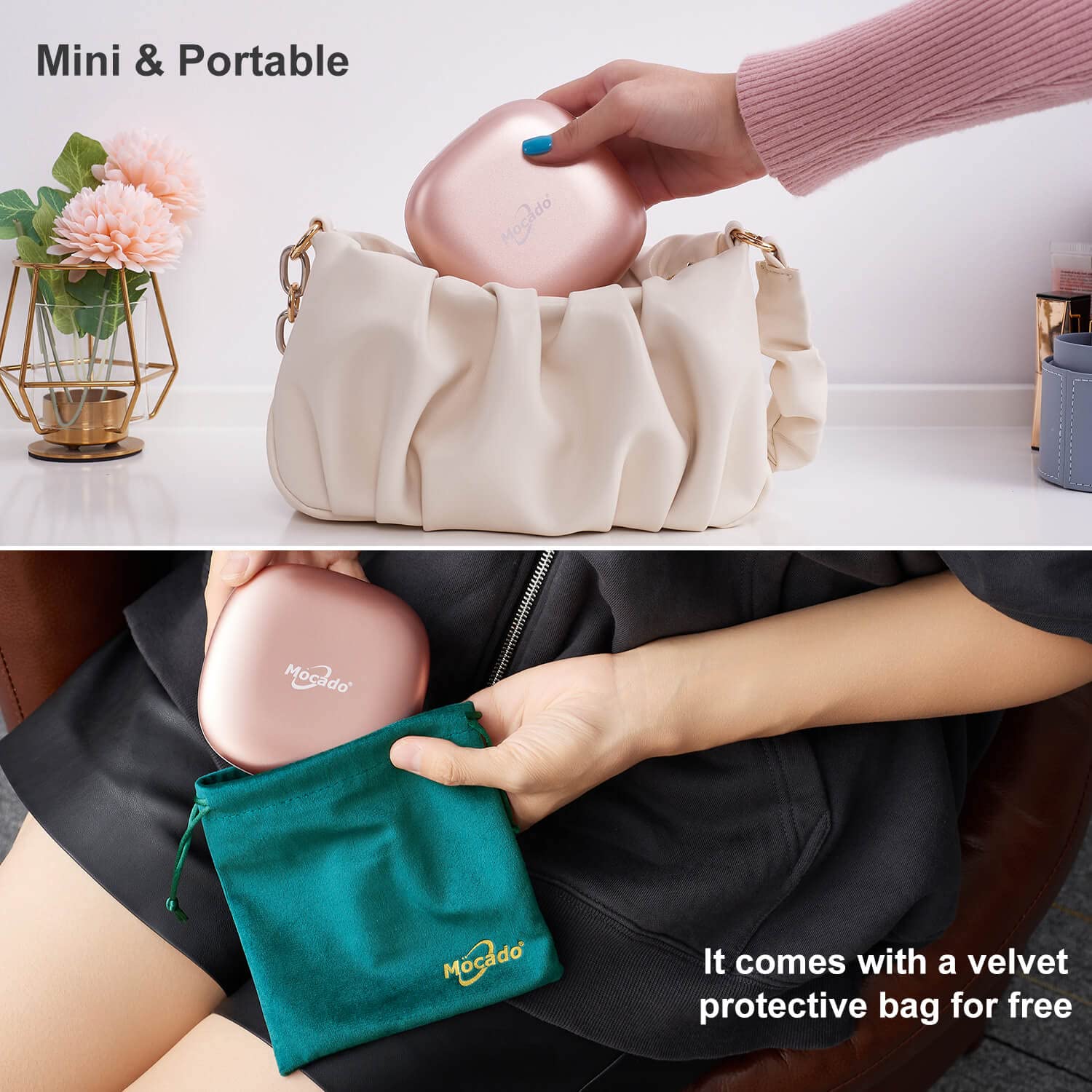 Mocado travel tabletop mirror in rose gold for quick makeup checks