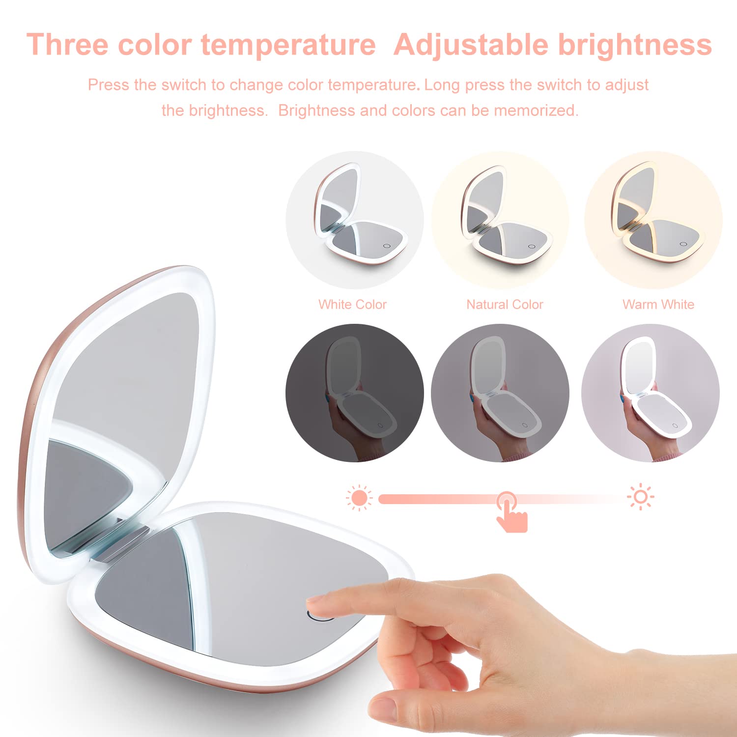 USB-rechargeable Mocado mirror with quick charging capability