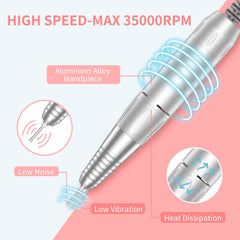 MOCOWIND nail drill LCD speed display helps precise polish control.