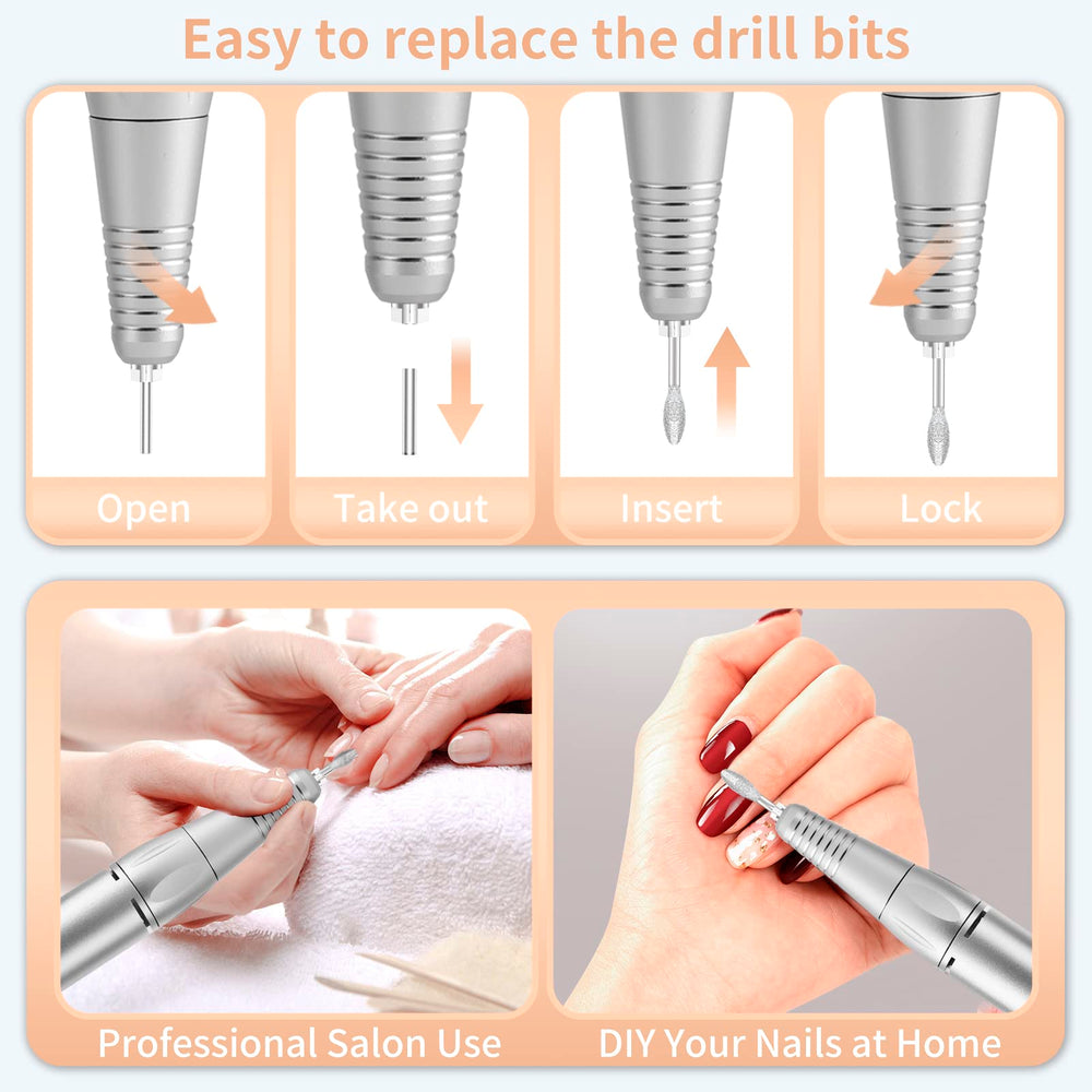 MOCOWIND multifunctional nail drill kit with diverse bits and bands