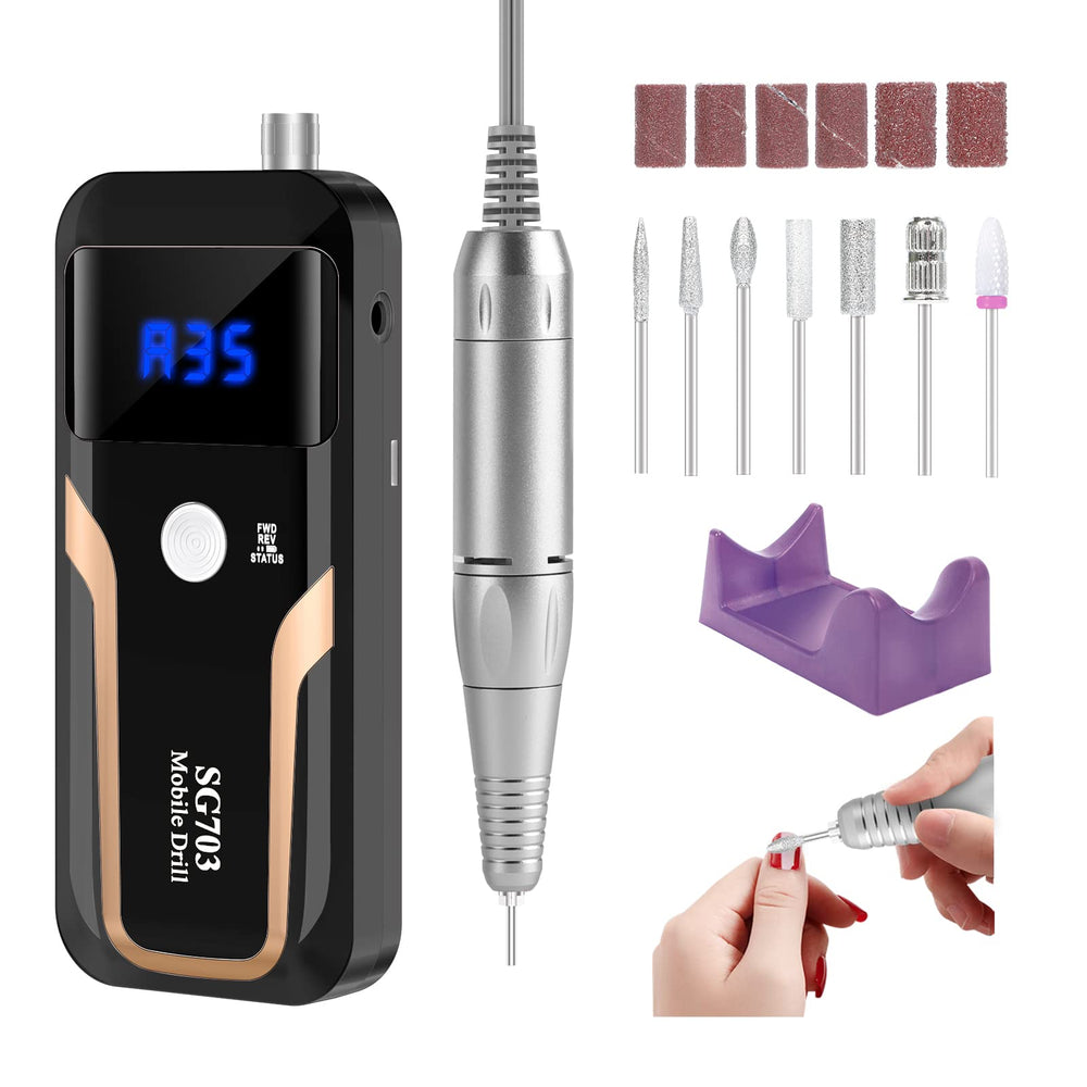 MOCOWIND portable nail drill black for professional on-the-go precision