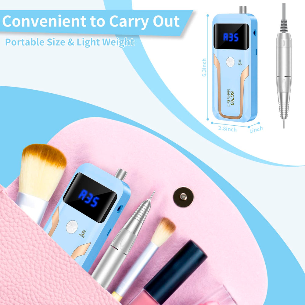 MOCOWIND blue nail drill kit includes bits for grinding, polishing, and removal.