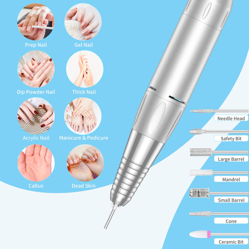 MOCOWIND blue cordless nail drill for on-the-go nail care and salon-quality results.