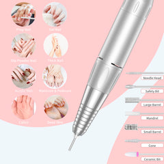 MOCOWIND portable nail drill side view emphasizes compact handpiece for comfortable handling.
