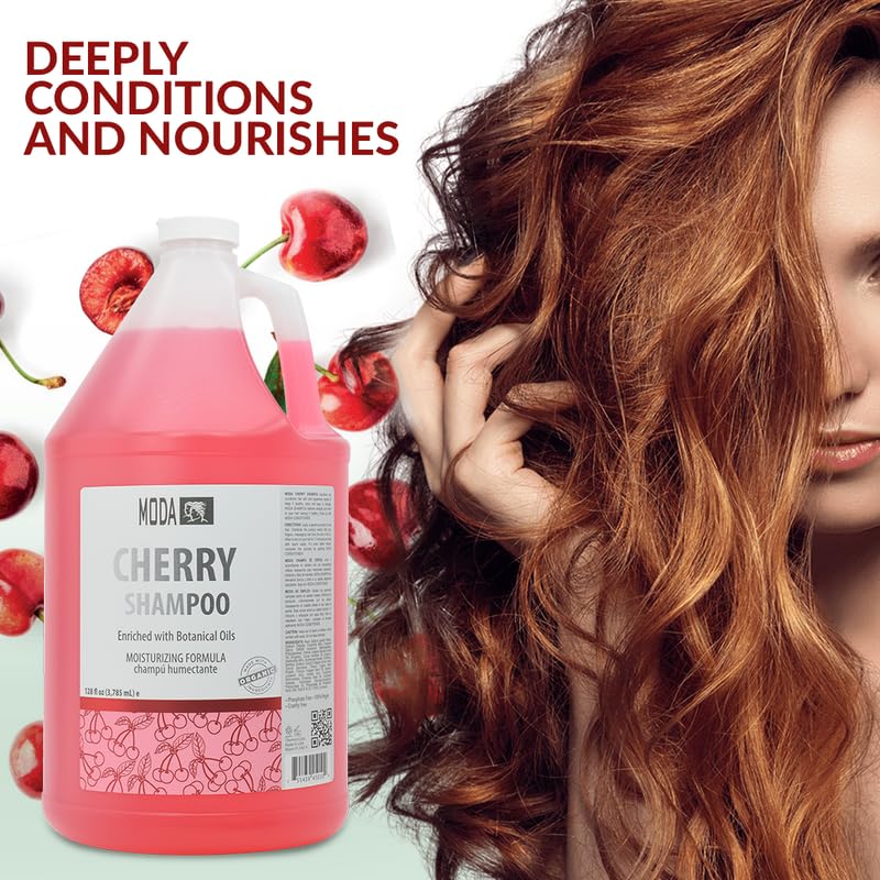 MODA Cherry Shampoo pump dispense image for easy family-sized use