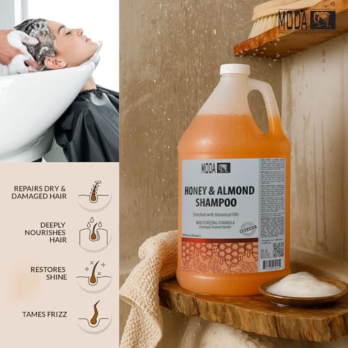MODA sulfate-free shampoo packshot communicates gentle cleansing suitable for daily use.