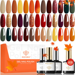 Modelones 20 colors gel nail polish kit bottle lineup showcasing fall shade options for nails