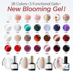 Modelones 28 colors gel polish display bold, festive nail options at home.
