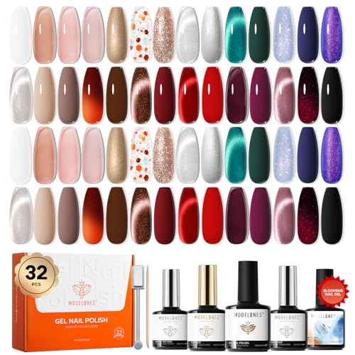 Modelones 32-piece gel kit ready for versatile at-home manicures.