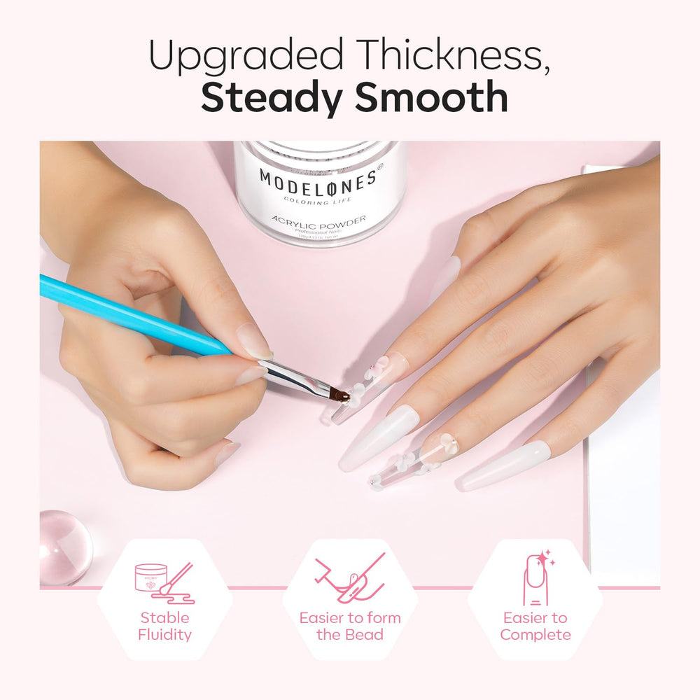Modelones 3D nail carving with acrylic powder showcases precise sculpting and creative design.