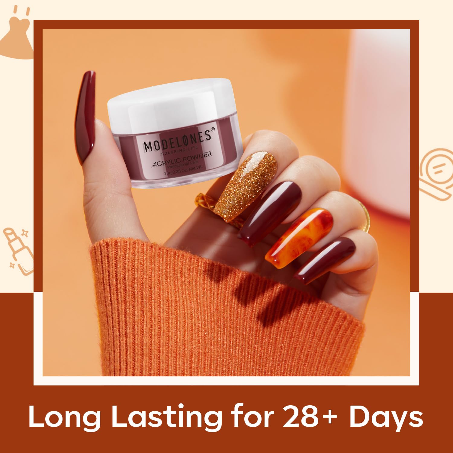 Modelones 3D nail art extension capability with acrylic powder image