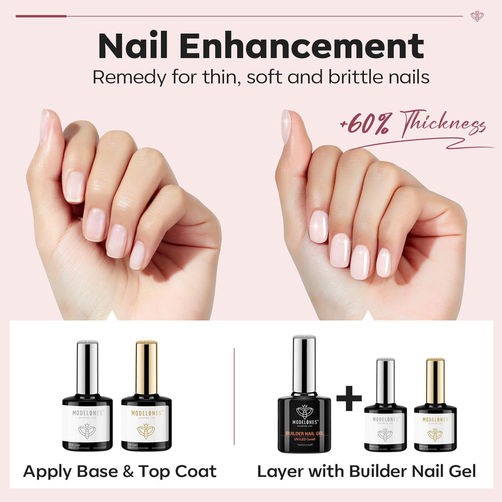 Modelones apex-building nail extension setup highlights shaping and lengthening options.