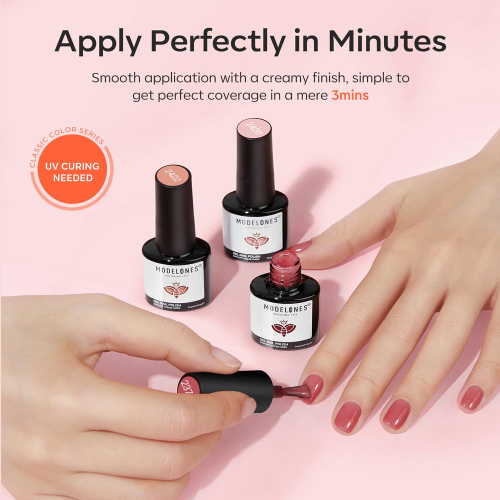 Modelones at-home manicure session showcases a quick, salon-like result at home.