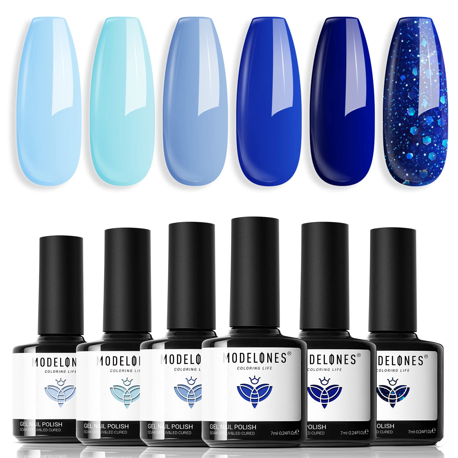 modelones blue gel nail polish set baby blue shade for chic everyday nails