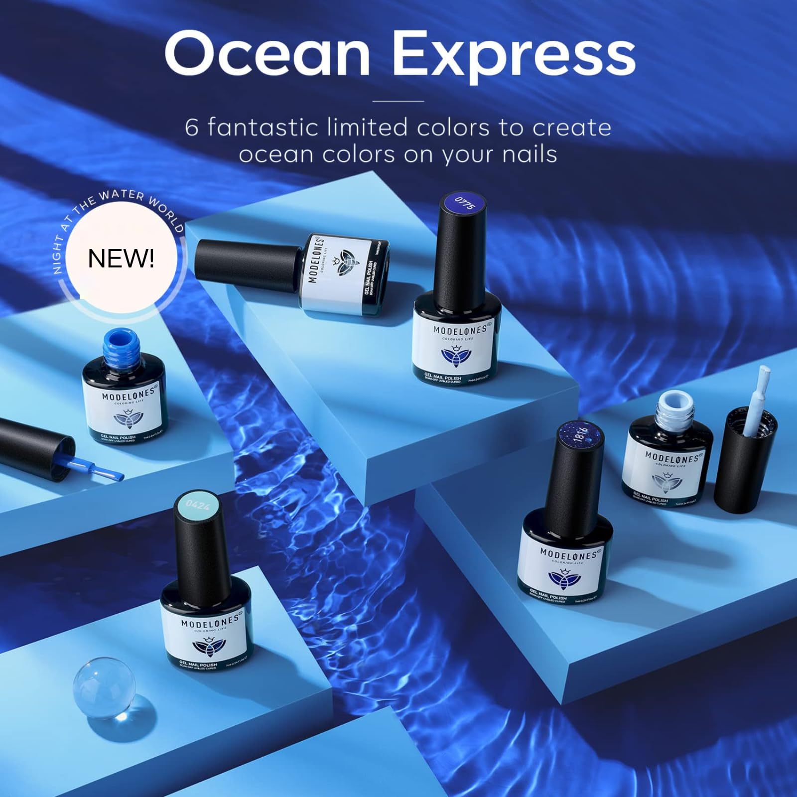 modelones blue gel nail polish set color window design for quick shade identification