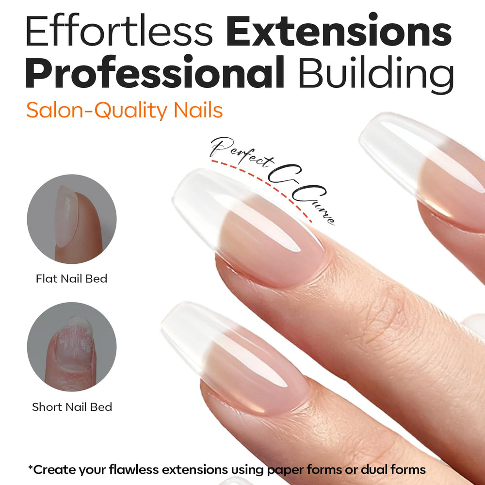 Modelones extension toolkit supports apex building and natural nail reinforcement.