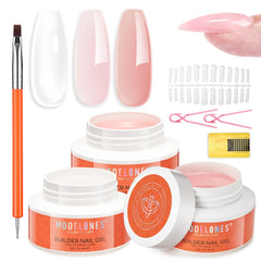 Modelones Builder Nail Gel 3 Colors kit for durable extensions and versatile art.