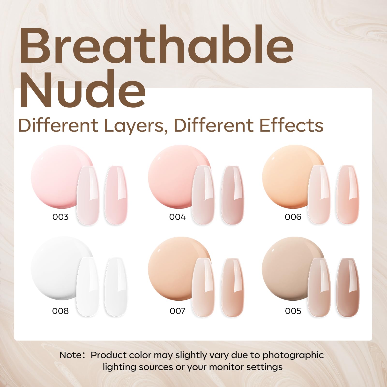 Modelones nude-brown pink gel shades offer versatile nude tones for any look