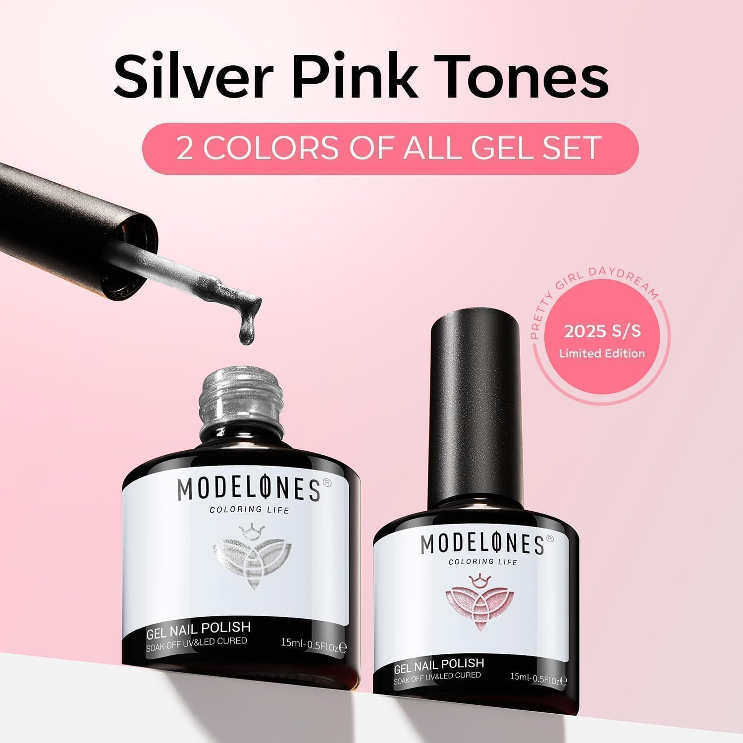 Modelones base and top coat pairing supports long-lasting manicure.
