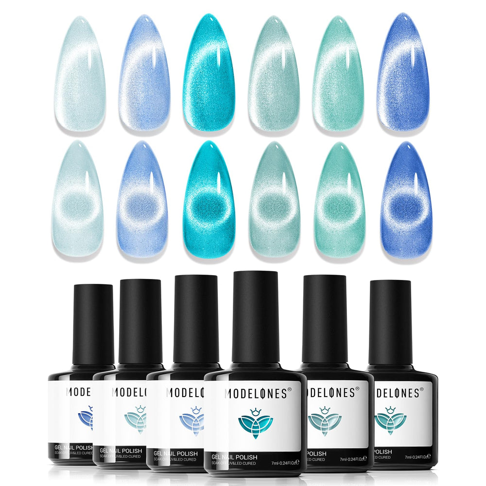 Modelones Cat Eye Gel Nail Polish Set packaging, ideal for beginners